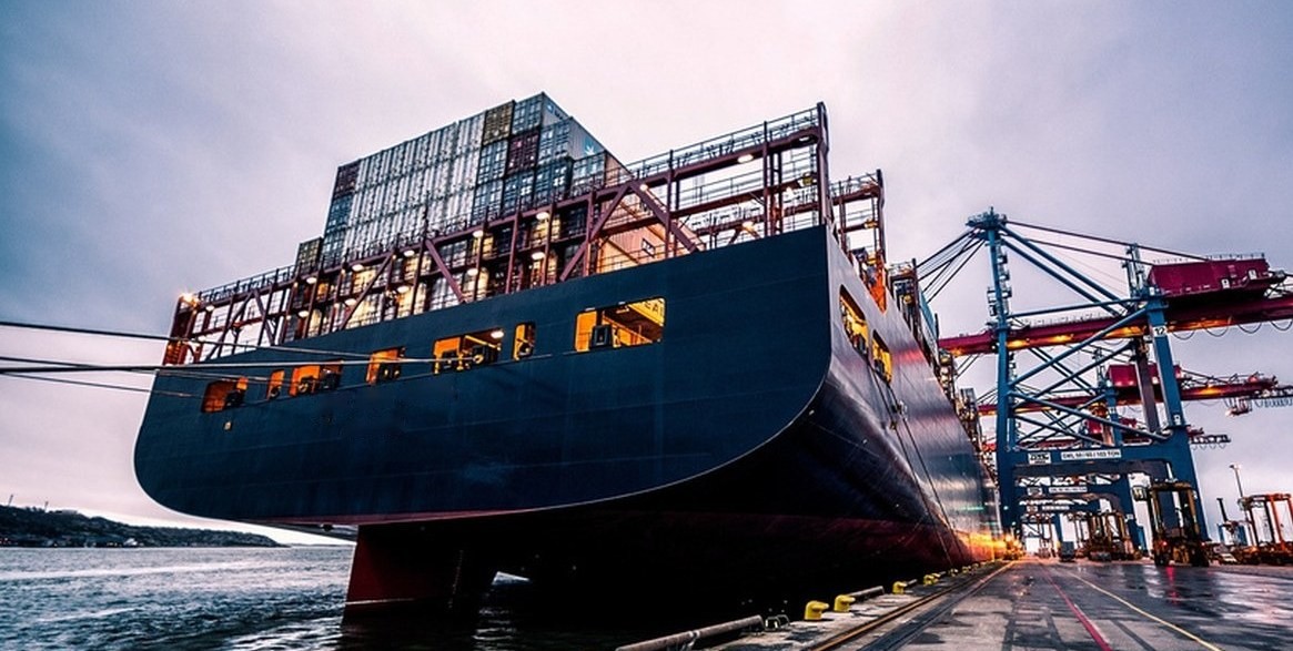 Container ship at port